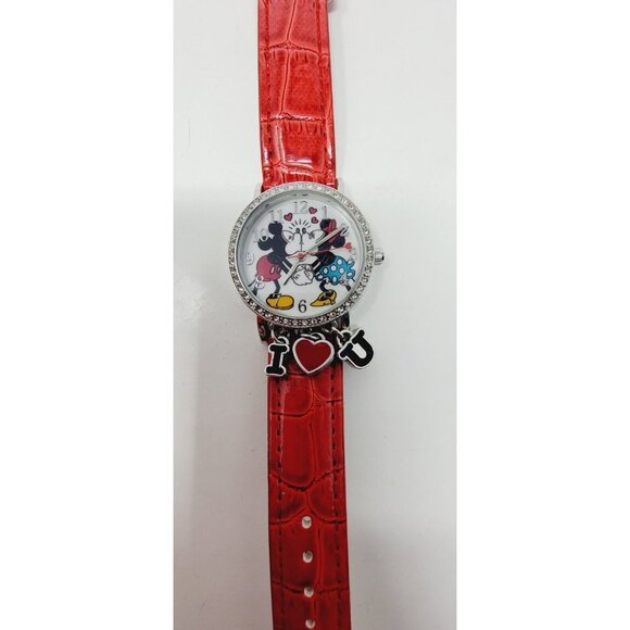 Disney Mickey and Minnie I Love You Kissing  Watch with Charms - Picture 2 of 5